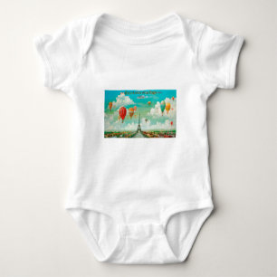 PixDezines vintage ballonnen/eiffeltoren/parijs Romper