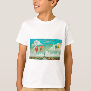 PixDezines vintage ballonnen/eiffeltoren/parijs T-shirt