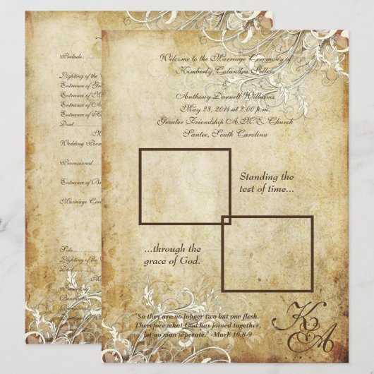 PixDezines vintage crèmeswervels Kaart (Voorkant / Achterkant)