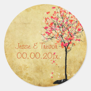 PixDezines vintage esdoorn/pink Ronde Sticker