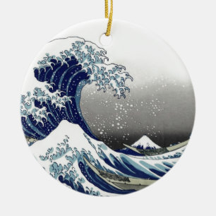 PixDezines Vintage, Grote Golf, Hokusai 葛飾北斎の神奈川沖浪 Keramisch Ornament