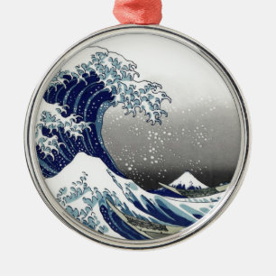 PixDezines Vintage, Grote Golf, Hokusai 葛飾北斎の神奈川沖浪 Metalen Ornament