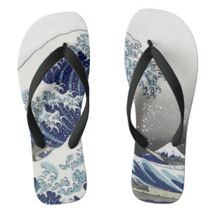 PixDezines Vintage, Grote Golf, Hokusai 葛飾北斎の神奈川沖浪 Teenslippers