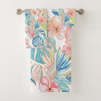 PixDezines Vintage Lush H2 Hawaï Bloemige Bladeren Bad Handdoek