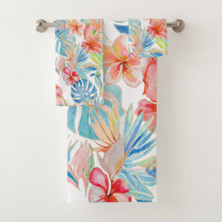 PixDezines Vintage Lush H2 Hawaï Bloemige Bladeren Bad Handdoek