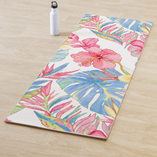 PixDezines Vintage Lush H2 Hawaii Bloemige Bladgro Yogamat
