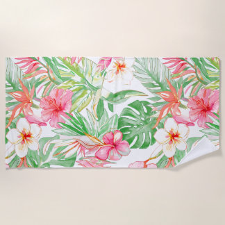 PixDezines Vintage Pastel H2 Hawaï Bloemenblad Strandlaken