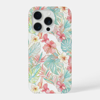 PixDezines Vintage Pastel H2 Hawaï Bloemige Bladgr iPhone 15 Pro Hoesje