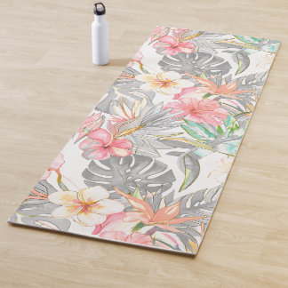 PixDezines Vintage Pastel H2 Hawaï Bloemige Bladgr Yogamat