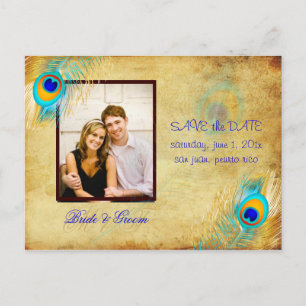 PixDezines vintage pauw/DIY evenement Aankondigingskaart
