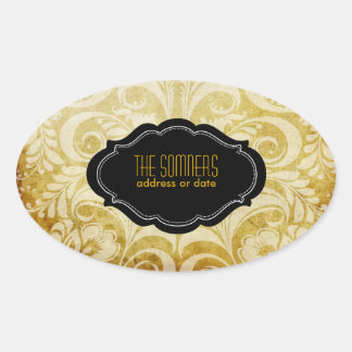 PixDezines vintage prachtige damast Ovale Sticker