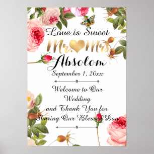 PixDezines Vintage Rozen/Ontvangst Poster