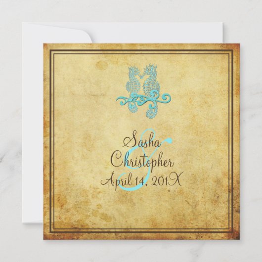 PixDezines Vintage Seahorse / Invitations (Devant)