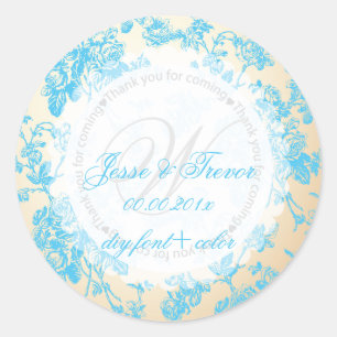 PixDezines vintage toile/aqua blauw Ronde Sticker