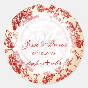 PixDezines vintage toile/rood Ronde Sticker