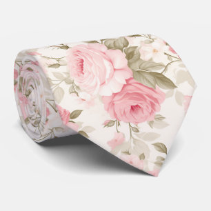 PixDezines Vintage Watercolor Rozen Blozende Roze Stropdas
