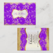 PixDezines  VIOLET PAARS LACE Visitekaartje (Voorkant / Achterkant)