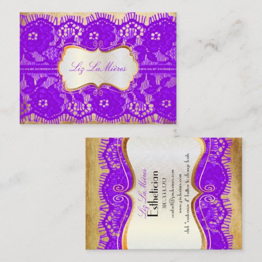 PixDezines  VIOLET PAARS LACE Visitekaartje (Voorkant / Achterkant)