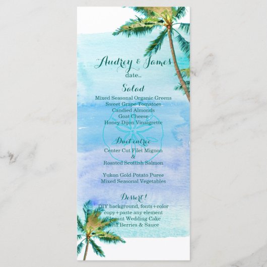 PixDezines Watercolor Beach/Palm Trees Menu (Dos)