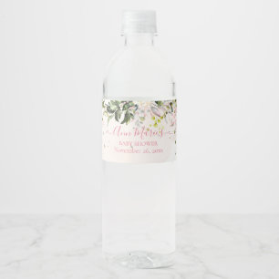 PixDezines Watercolor Blush Gum Eucalyptus  Waterfles Etiket