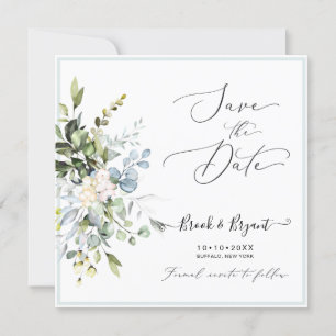 PixDezines Watercolor Elegante Blauwe Gom Eucalypt Kaart