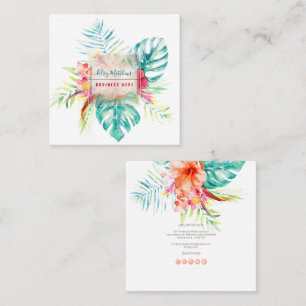 PixDezines Watercolor Elegante Tropische Paradijs Vierkante Visitekaartje