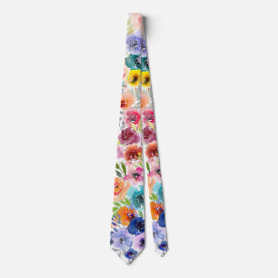 PixDezines Watercolor Zomer Bloemen Stropdas