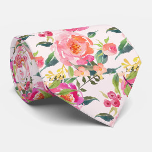 PixDezines Watercolor Zomer Pioenrozen Stropdas