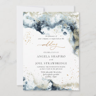 PixDezines Waterverf Abstracte Ocean Gold Seafoam Kaart