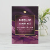 PixDezines Waterverf Agate Bourgogne Mitzvah Kaart (Staand voorkant)