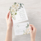 PixDezines Waterverf Alabaster Rozen All In One Uitnodiging (Afscheurbaar)