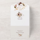 PixDezines Waterverf Autumn Burgundy Blush Flower All In One Uitnodiging (Buitenkant)