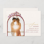 PixDezines Waterverf Autumn Eucalyptus Wreath Save The Date (Voorkant / Achterkant)