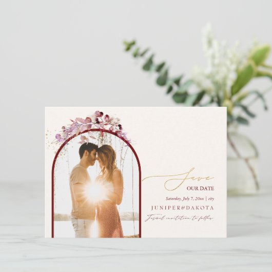 PixDezines Waterverf Autumn Eucalyptus Wreath Save The Date (Staand voorkant)