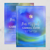 PixDezines Waterverf Bar Mitzvah Kaart (Voorkant / Achterkant)