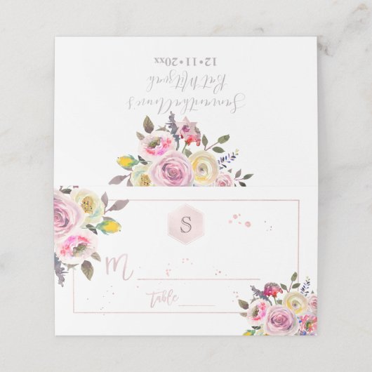 PixDezines Waterverf Bat Mitzvah, Pastel Rozen (Buitenkant ongevouwen)