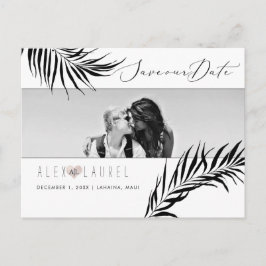 PixDezines Waterverf Black Palms, Bewaar de datum Briefkaart