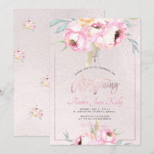 PixDezines Waterverf Bloemen Pioenen Doopsel Kaart