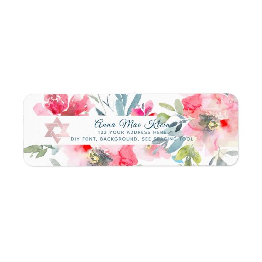 PixDezines Waterverf Bloemen, Rode Ombre Rozen Etiket (Voorkant)