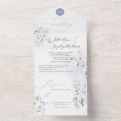 PixDezines Waterverf Blue Hyde Cream-Rozen All In One Uitnodiging (Binnen)