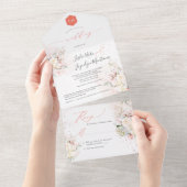 PixDezines Waterverf Blush Cream Rozen All In One Uitnodiging (Afscheurbaar)