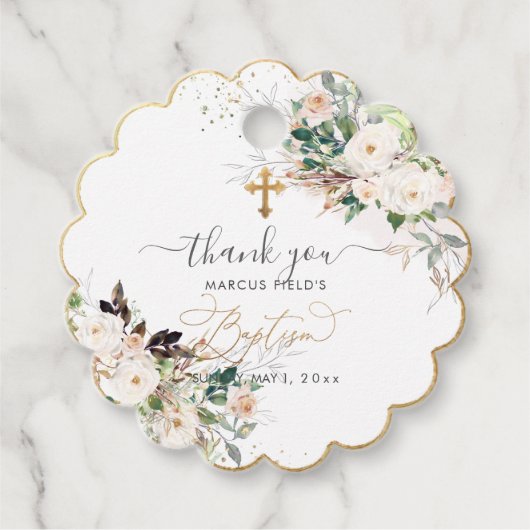 PixDezines waterverf blush roze rozen Baptisme Bedankjes Labels (Voorkant)