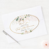 PixDezines waterverf blush roze rozen Commune C Ovale Sticker (Envelop)