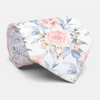 PixDezines Waterverf Blush Rozen Stofblauw  Stropdas