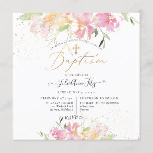 PixDezines Waterverf Blush Sweet Peas Doop Kaart