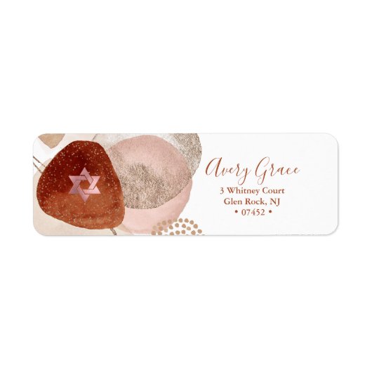 PixDezines Waterverf Blush Terra Cotta Abstract L Etiket (Voorkant)