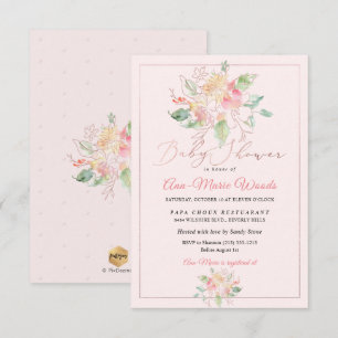 PixDezines Waterverf Blush Zoete Erwten Baby Showe Kaart