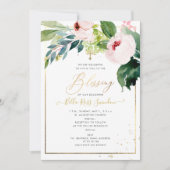 PixDezines Waterverf Delicate Blush Bloom Doop Kaart (Voorkant)