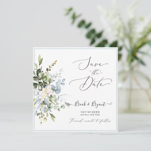 PixDezines Waterverf Elegant Blue Gum Eucalyptus Kaart (Staand voorkant)