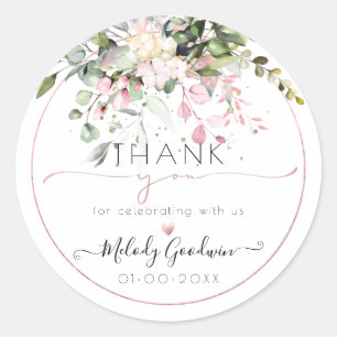 PixDezines Waterverf Elegant Blush Gum Eucalyptus Ronde Sticker